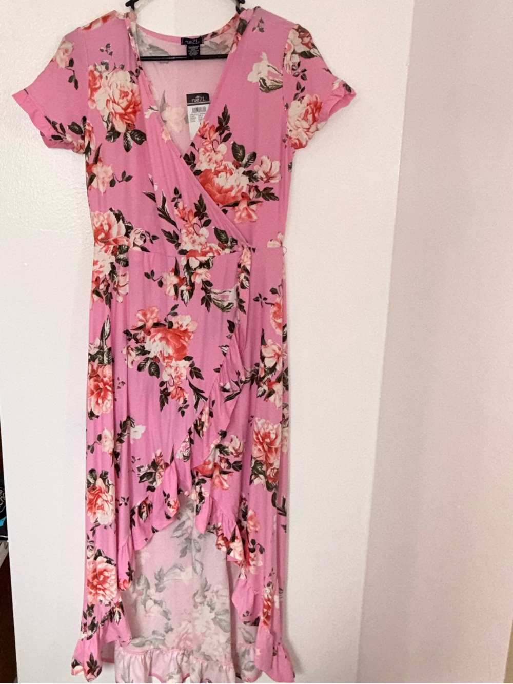 Rue21 Pink Floral High-Low Wrap Dress